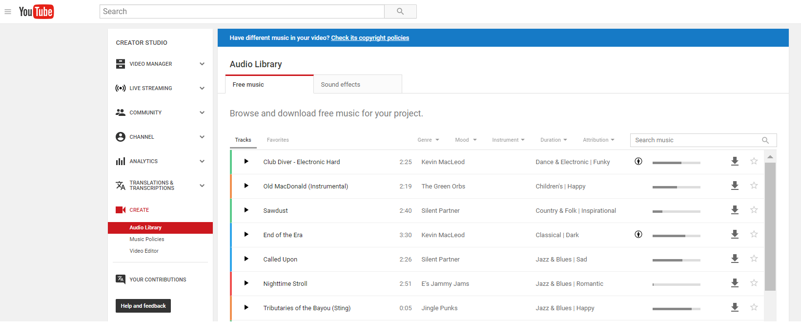 YouTube Audio Library