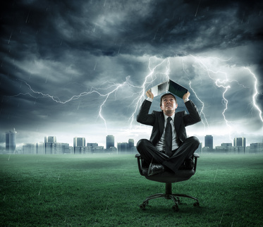 Businessman in storm