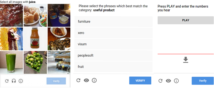 reCAPTCHA examples