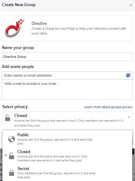 Creating a Facebook Group Pop-up