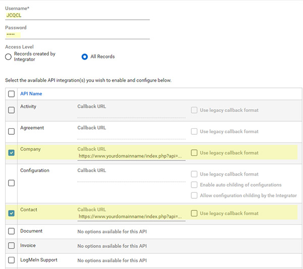 JoomConnect QCL - Integrator Login