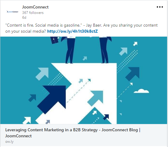 JoomConnect LinkedIn post