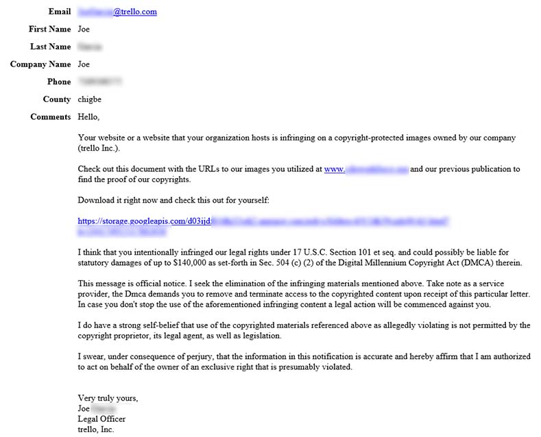 malware copyright scam